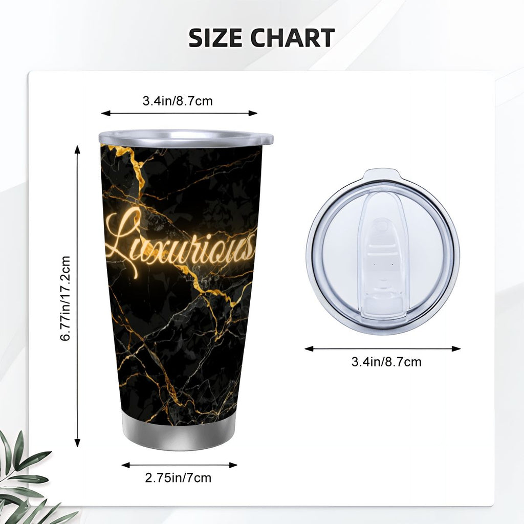 LUXURIOUS BLACK MARBLE PRINT DESIGN TRAVELING MUG COFFEE MORNING MINIMALIST