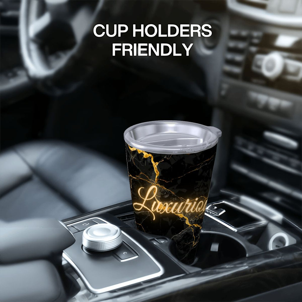 LUXURIOUS BLACK MARBLE PRINT DESIGN TRAVELING MUG COFFEE MORNING MINIMALIST