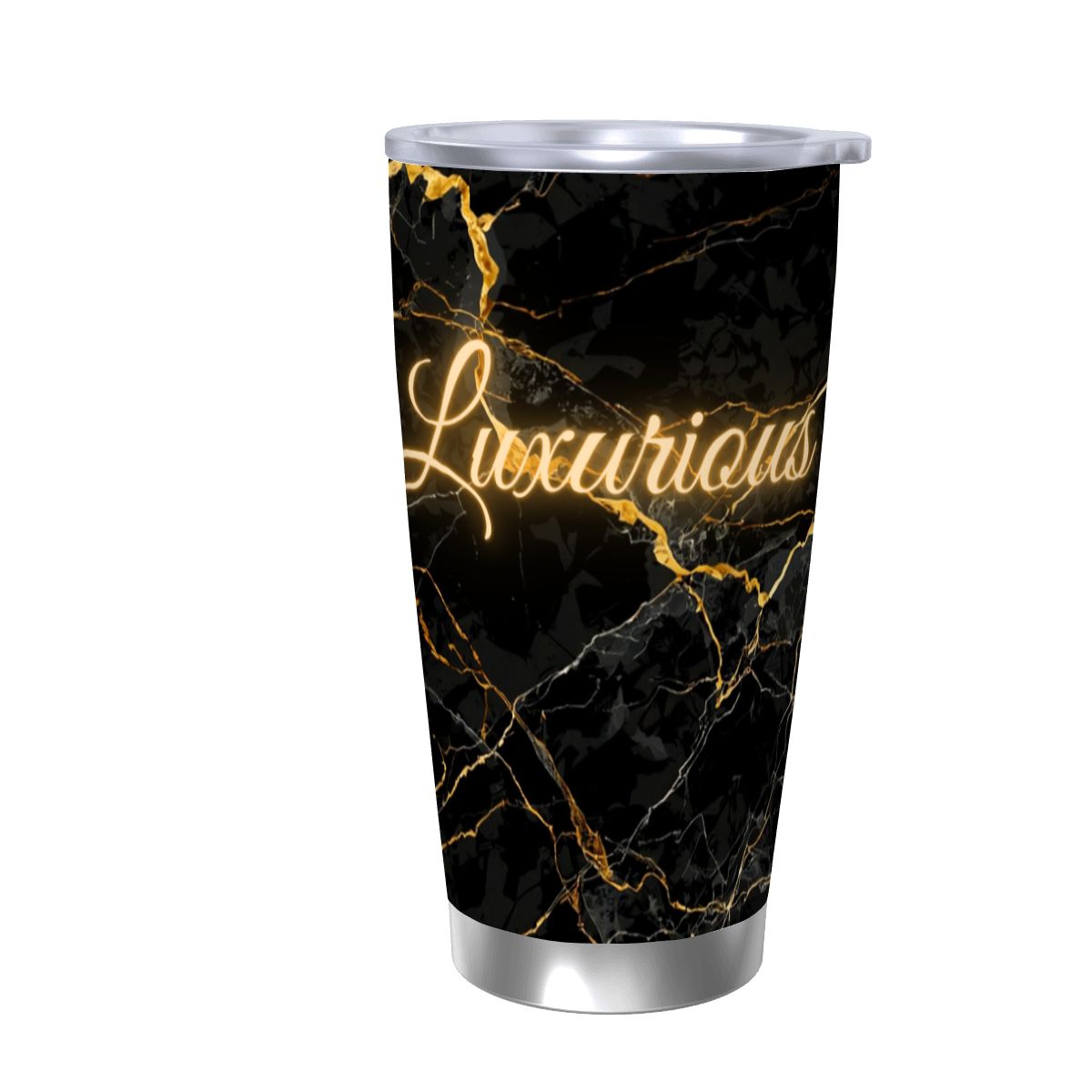 LUXURIOUS BLACK MARBLE PRINT DESIGN TRAVELING MUG COFFEE MORNING MINIMALIST
