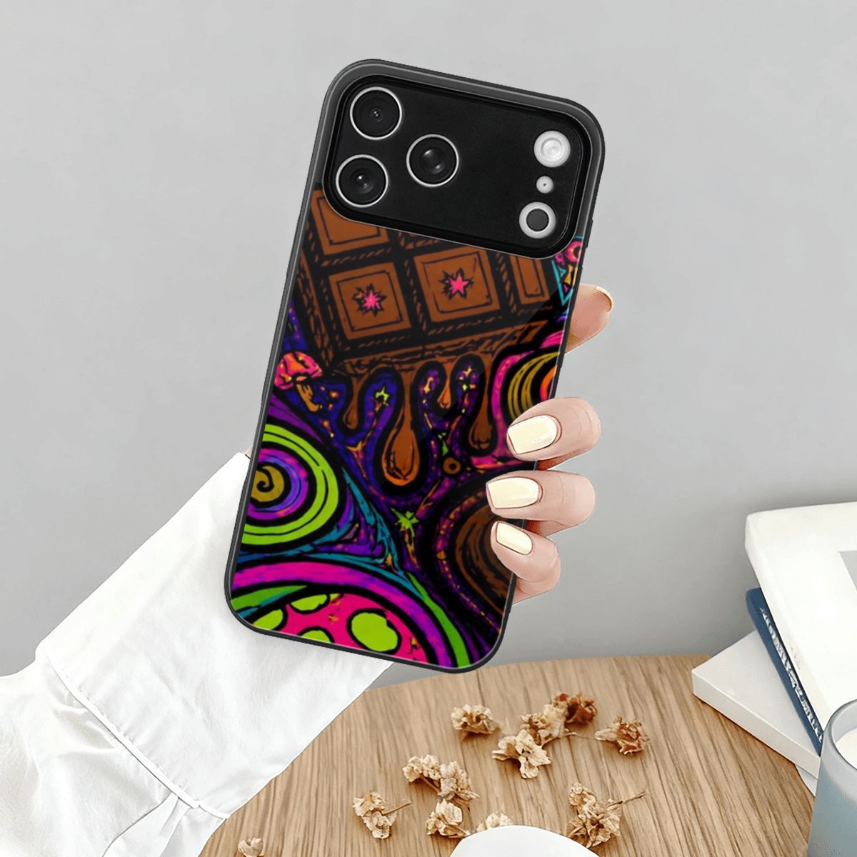 IPHONE 17 PRO MAX TRIPPY PSYCHEDELIC CHOCOLATE MUSHROOM PINK PHONE CASE BLUE