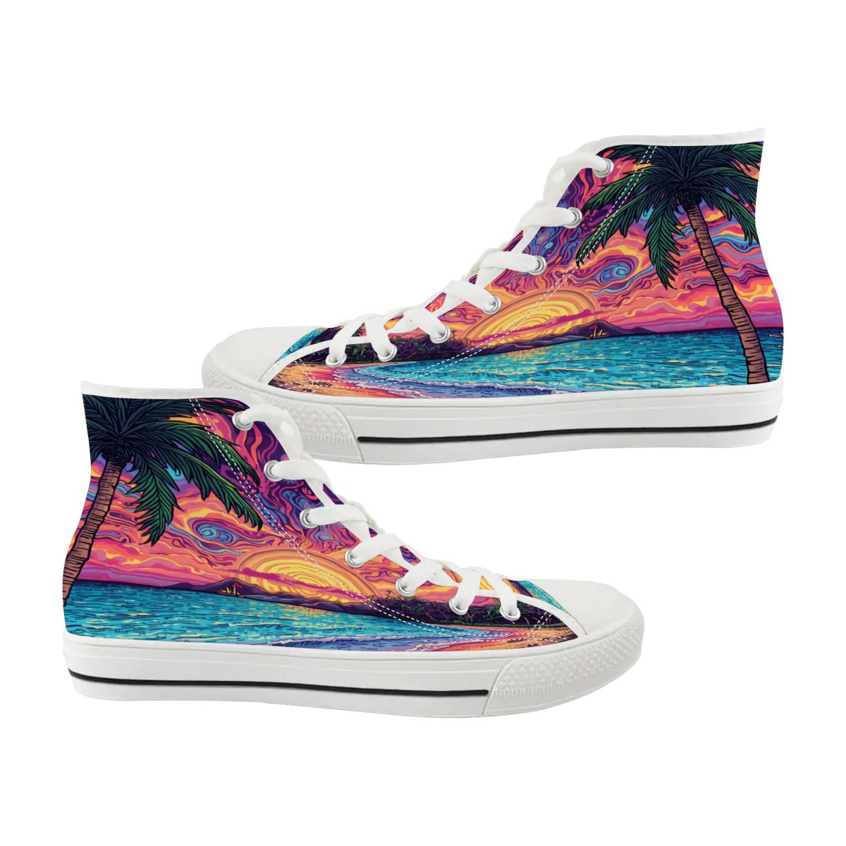 PSYCHEDELIC SURF STYLE SHOES SNEAKERS BEACH STYLE UNISEX DESIGNED BY MIA LAVENDER UNIQUE DESIGN