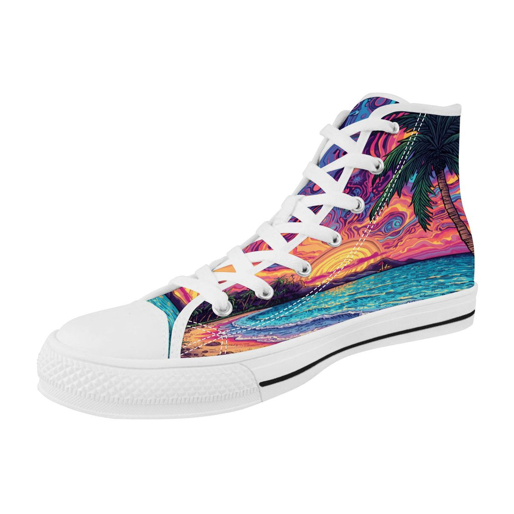 PSYCHEDELIC SURF STYLE SHOES SNEAKERS BEACH STYLE UNISEX DESIGNED BY MIA LAVENDER UNIQUE DESIGN