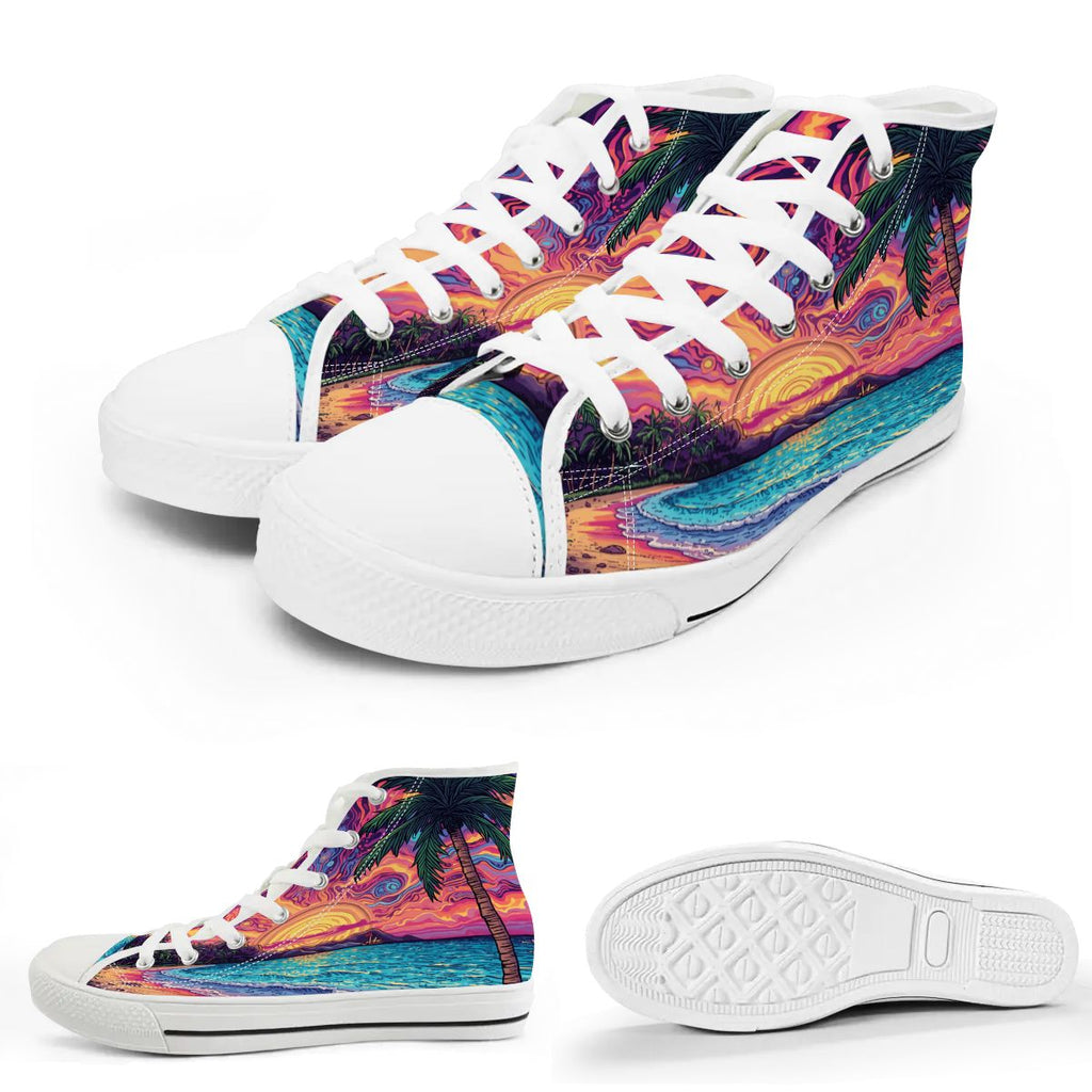 PSYCHEDELIC SURF STYLE SHOES SNEAKERS BEACH STYLE UNISEX DESIGNED BY MIA LAVENDER UNIQUE DESIGN