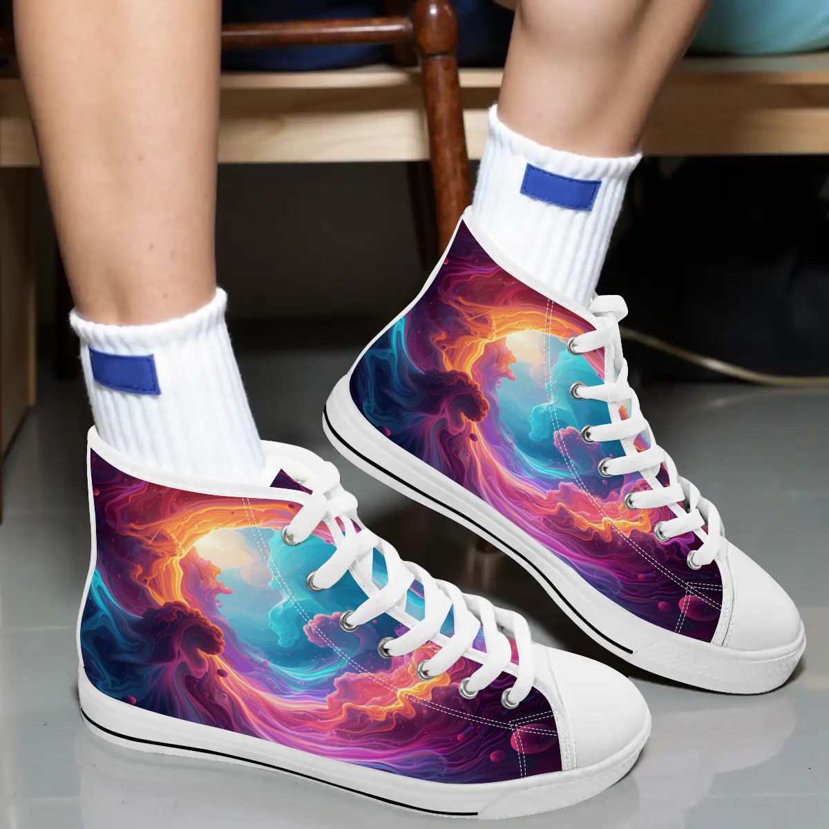 TRIPPY ART SHOES DESIGN BY MIA LAVENDER PSYCHEDELIC SHOES FOR WOMEN FANTASY ART SHOES
