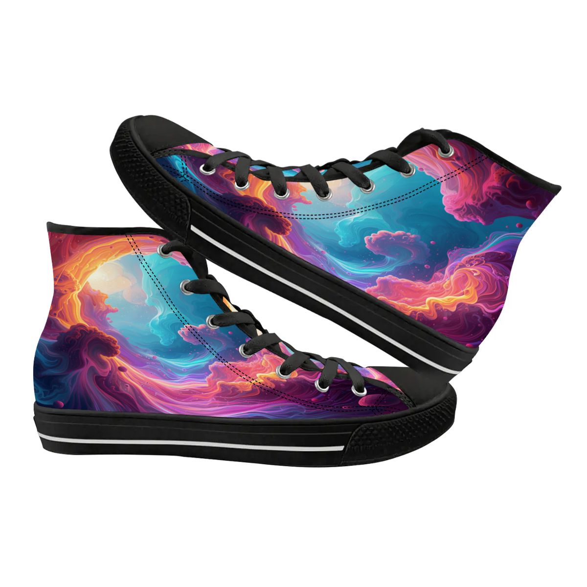 TRIPPY ART SHOES DESIGN BY MIA LAVENDER PSYCHEDELIC SHOES FOR WOMEN FANTASY ART SHOES
