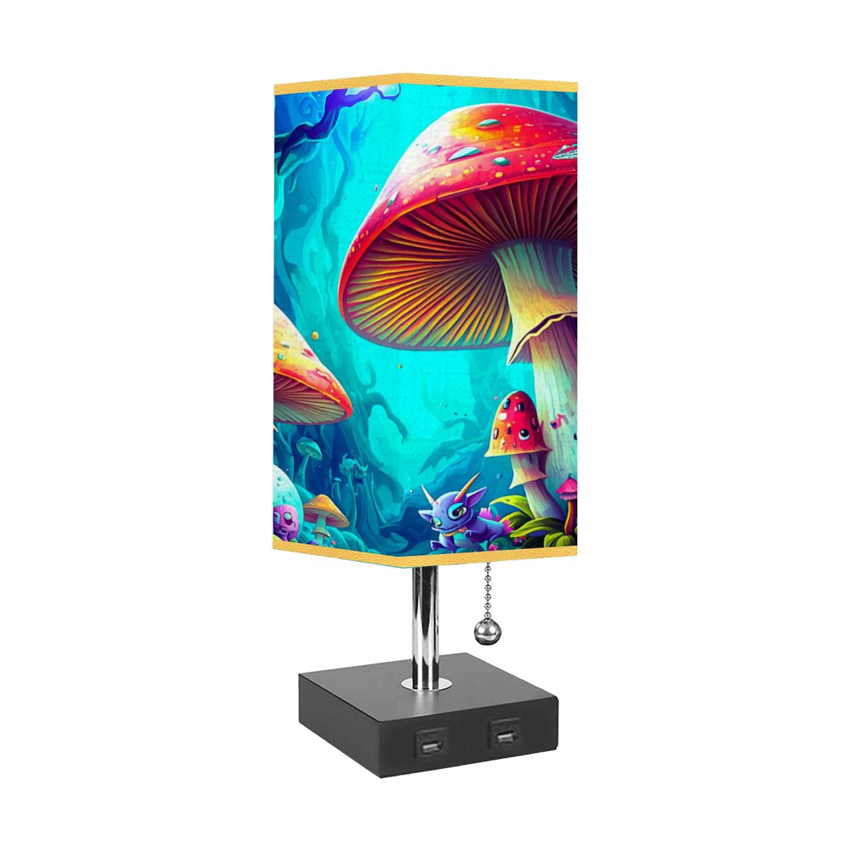 MAGIC MUSHROOM FANTASY ART NIGHTSTAND LAMP PSYCHEDELIC TRIPPY ART USB LIGHTING