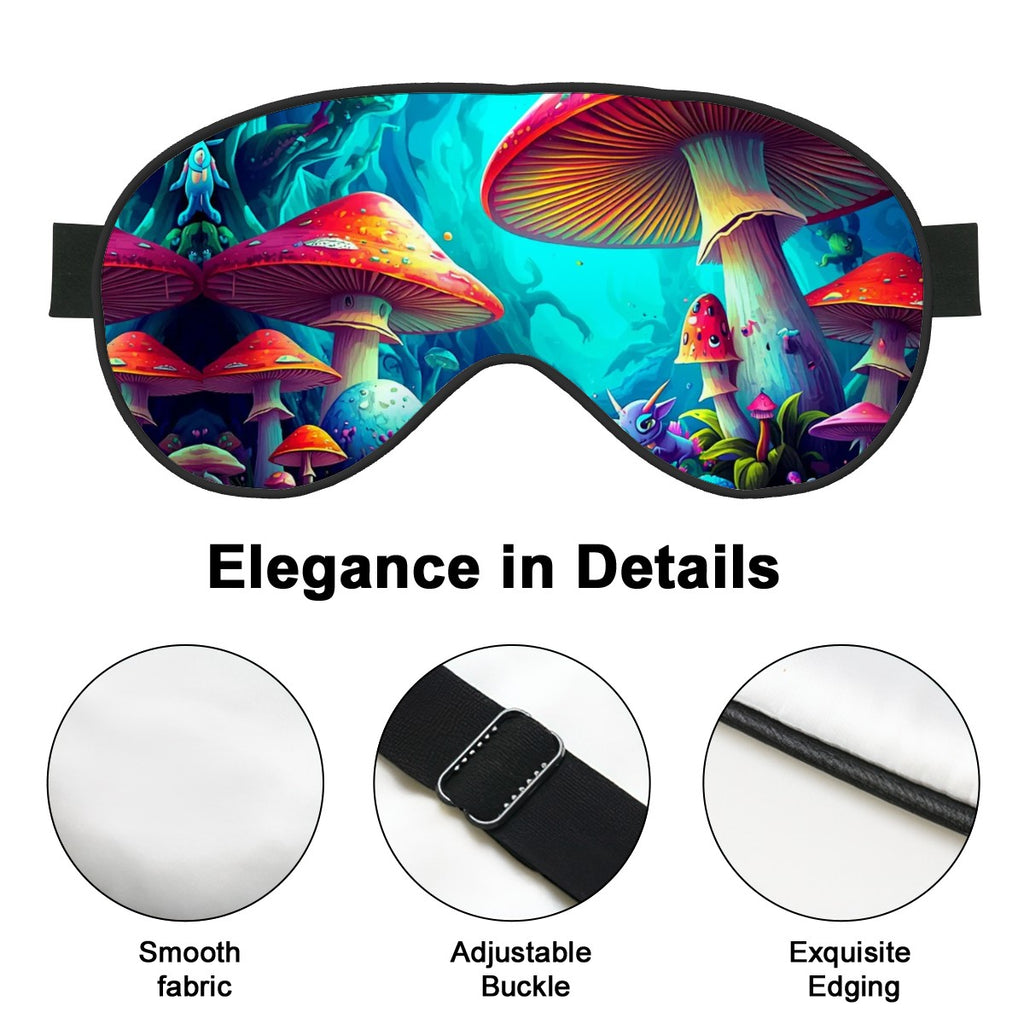 MAGIC MUSHROOM SLEEP MASK TRIPPY ART FANTASY ART DOUBLE SIDE COVER COZY NIGHT