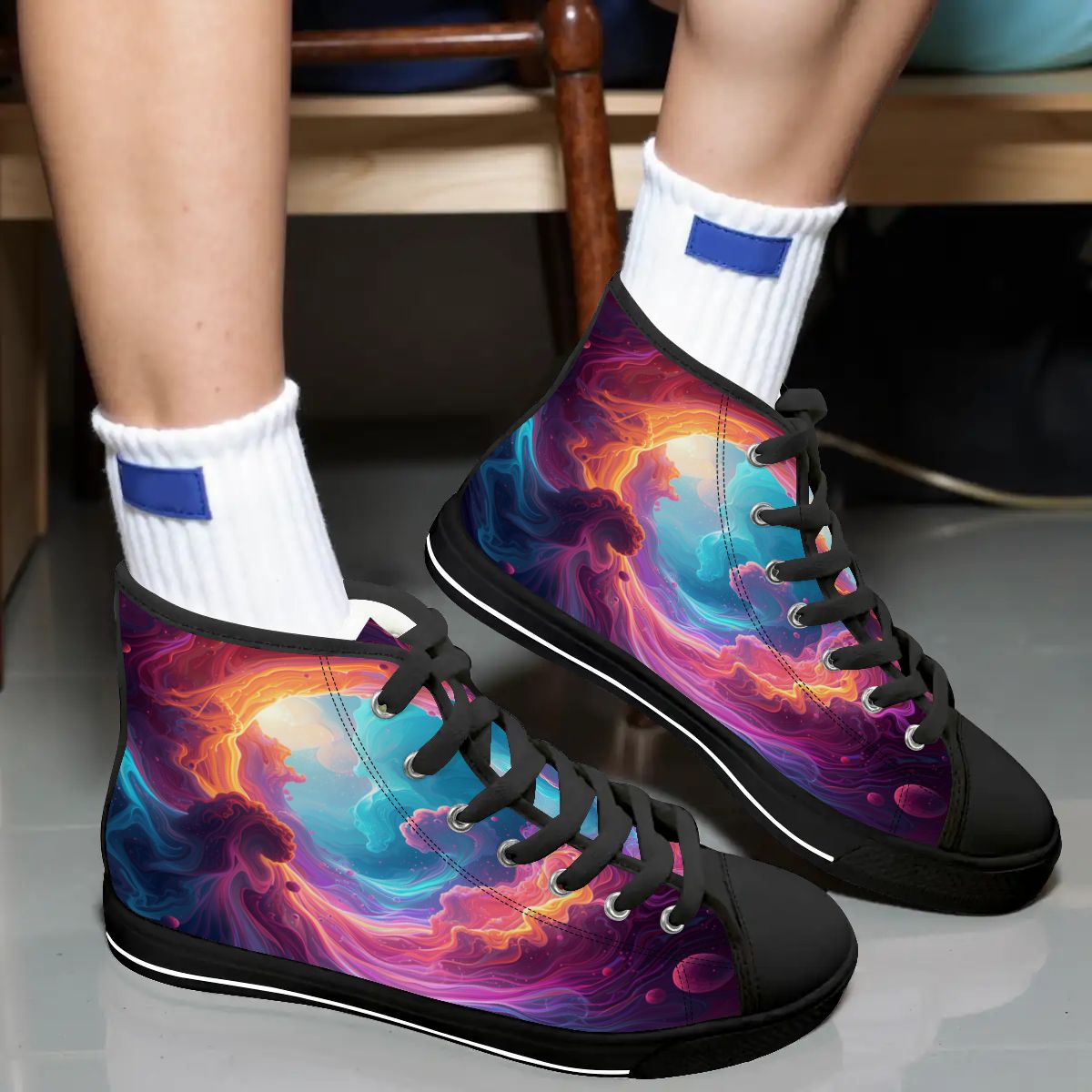 TRIPPY ART SHOES DESIGN BY MIA LAVENDER PSYCHEDELIC SHOES FOR WOMEN FANTASY ART SHOES