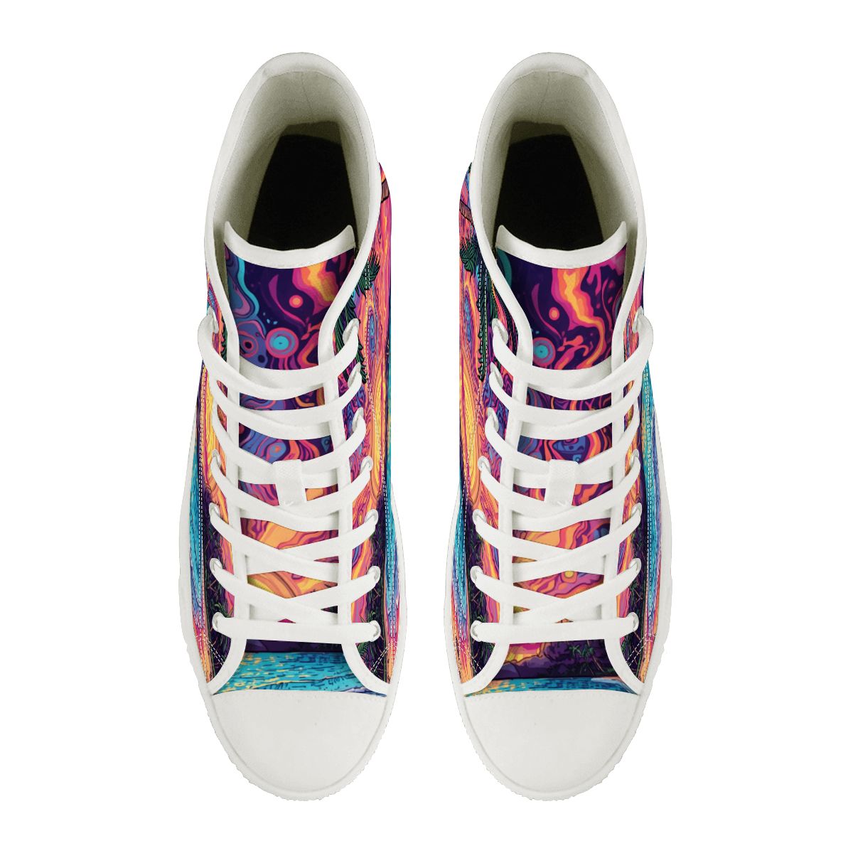 PSYCHEDELIC SURF STYLE SHOES SNEAKERS BEACH STYLE UNISEX DESIGNED BY MIA LAVENDER UNIQUE DESIGN