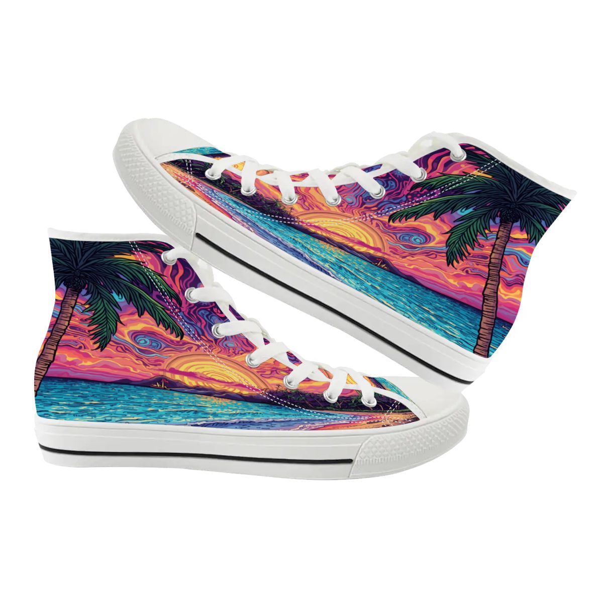 PSYCHEDELIC SURF STYLE SHOES SNEAKERS BEACH STYLE UNISEX DESIGNED BY MIA LAVENDER UNIQUE DESIGN
