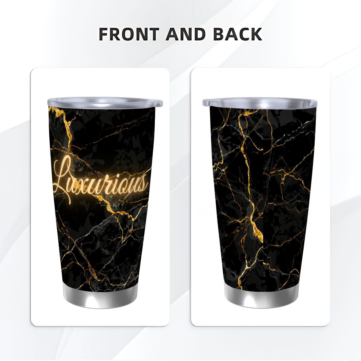 LUXURIOUS BLACK MARBLE PRINT DESIGN TRAVELING MUG COFFEE MORNING MINIMALIST