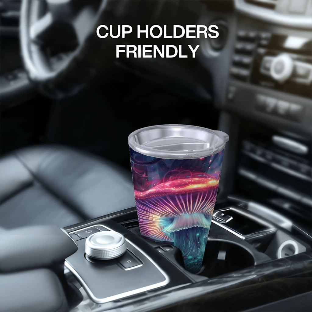 NEON MAGIC MUSHROOM TRAVEL MUG BEAUTIFUL DESIGN UNISEX CUP COLD AND HOT DRINKS