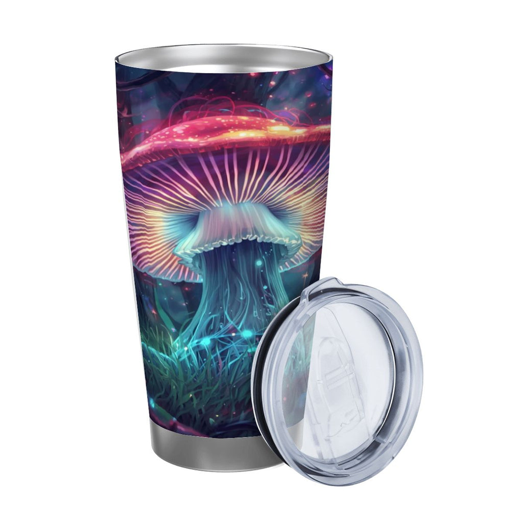 NEON MAGIC MUSHROOM TRAVEL MUG BEAUTIFUL DESIGN UNISEX CUP COLD AND HOT DRINKS