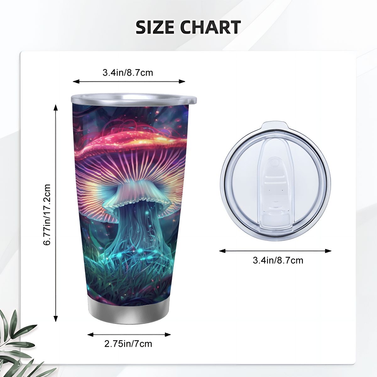NEON MAGIC MUSHROOM TRAVEL MUG BEAUTIFUL DESIGN UNISEX CUP COLD AND HOT DRINKS