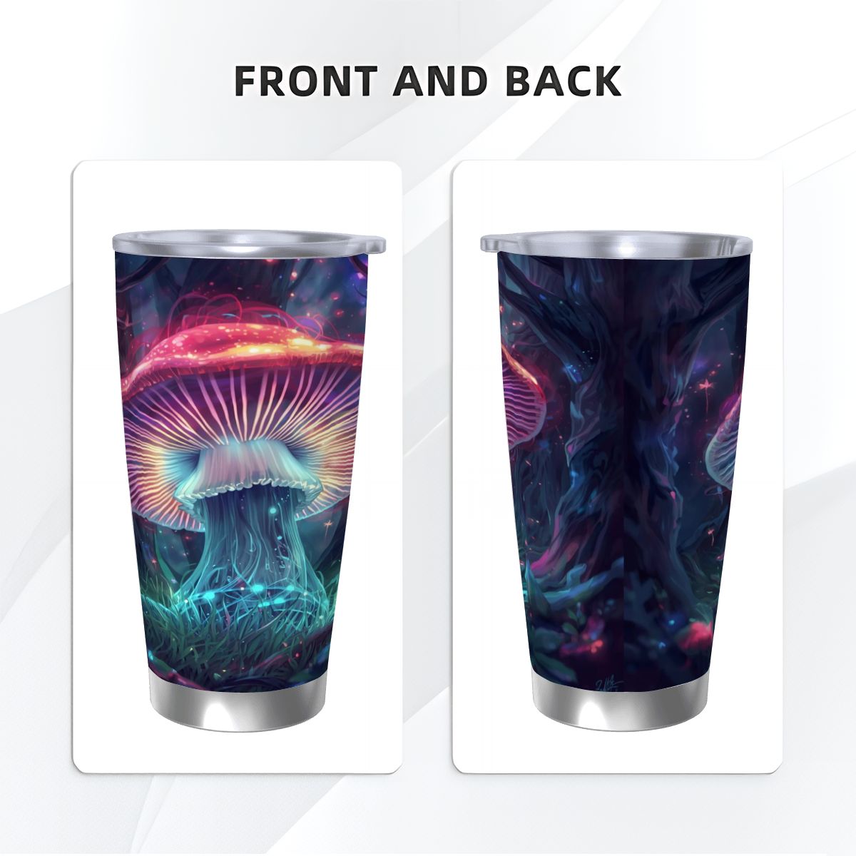 NEON MAGIC MUSHROOM TRAVEL MUG BEAUTIFUL DESIGN UNISEX CUP COLD AND HOT DRINKS