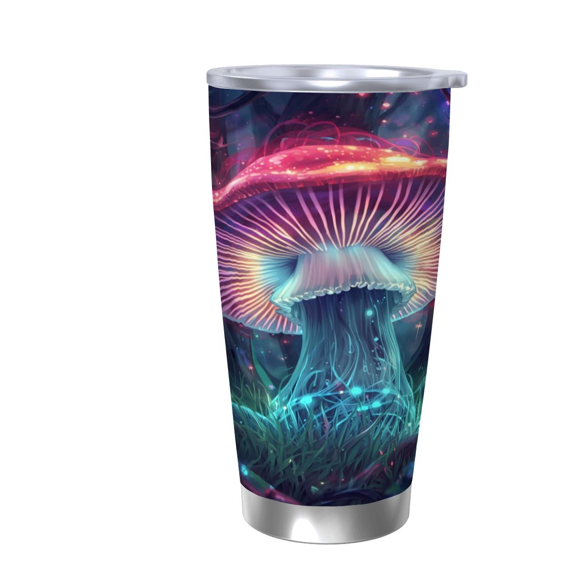 NEON MAGIC MUSHROOM TRAVEL MUG BEAUTIFUL DESIGN UNISEX CUP COLD AND HOT DRINKS