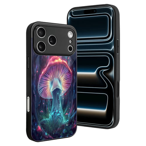 IPHONE 17 PRO MAX GLASS TRIPPY MUSHROOM NEON PHONE CASE PSYCHEDELIC ART FANTASY