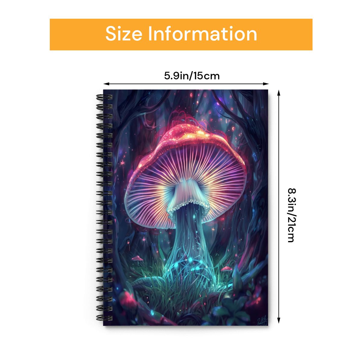 NEON MUSHROOM TRIPPY ART NOTEBOOK FOR WRITTING PSYCHEDELIC ART FANTASY ART